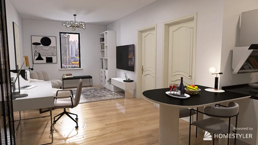 Black and White Inspired Apartment 3d design renderings