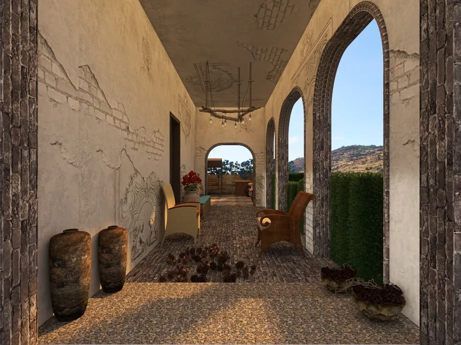 Rustic Relax Basement Area 3d design renderings