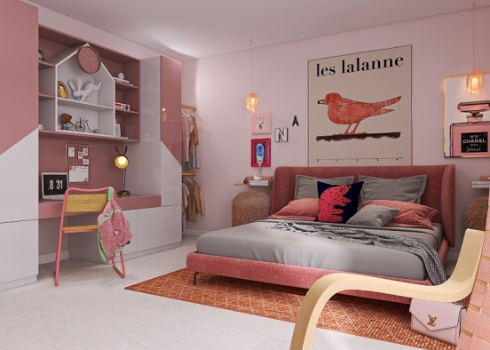 Pink Fluffy Room Design Rendering