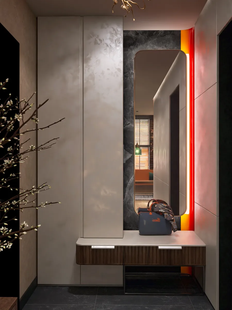 Corridor-Living Room-kitchen 3d design renderings