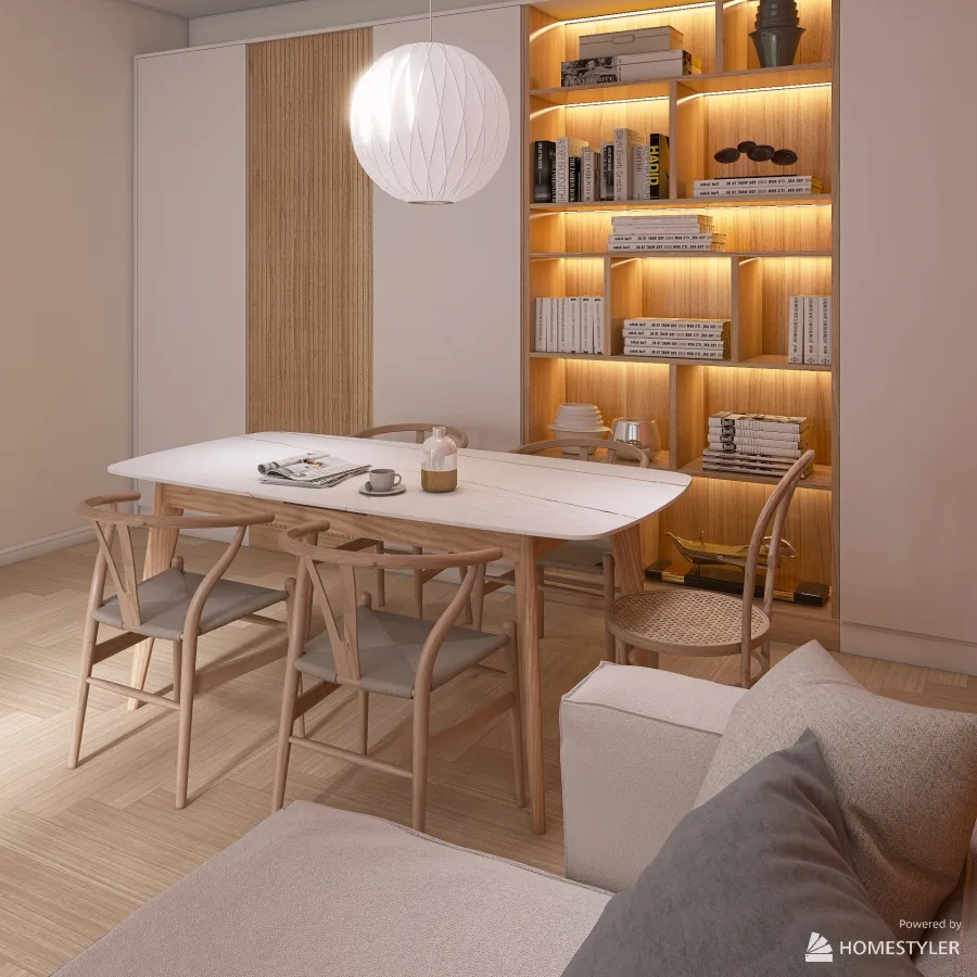 Peach living room 3d design renderings