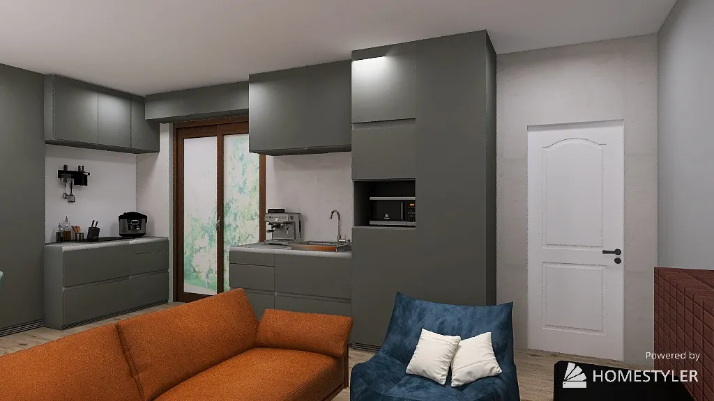 Kitchen + Livingroom 3d design renderings