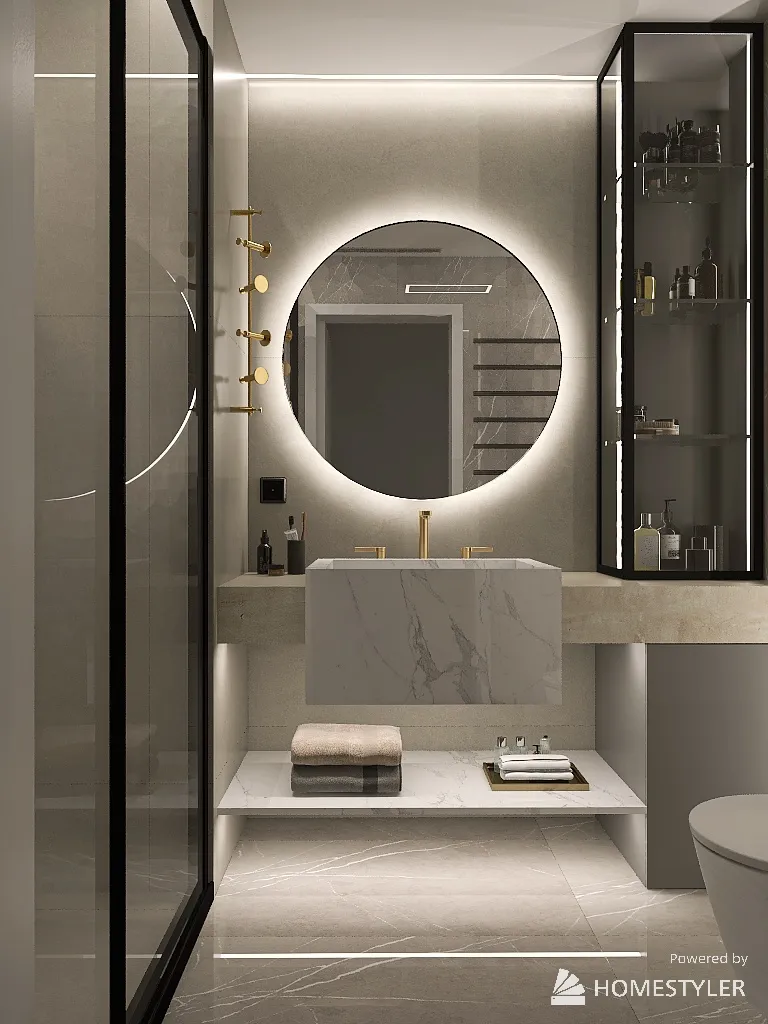Bathroom 4.8m2 3d design renderings