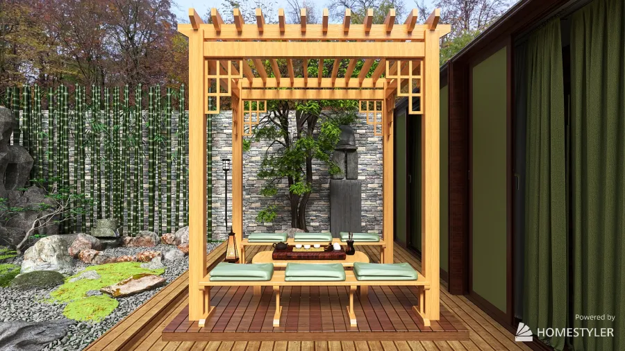 little japanese garden 3d design renderings
