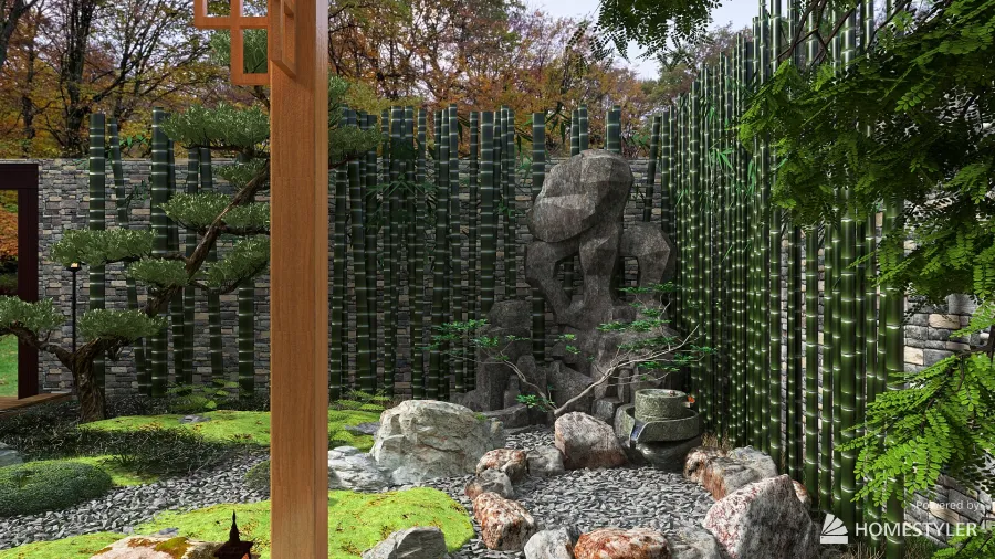 little japanese garden 3d design renderings