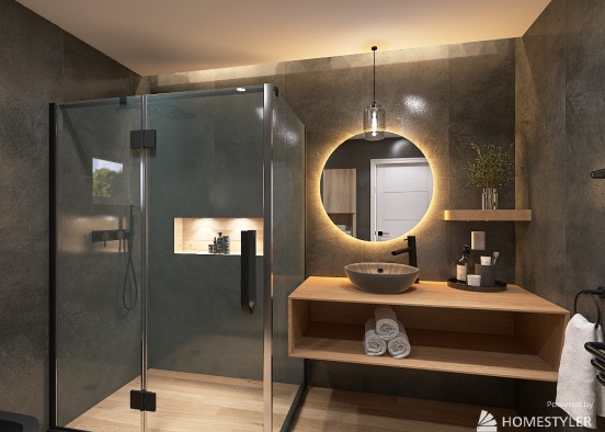 Dark bathroom design Design Rendering