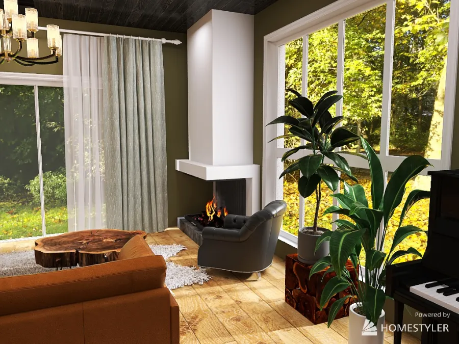 Warm winter in cozy house 3d design renderings