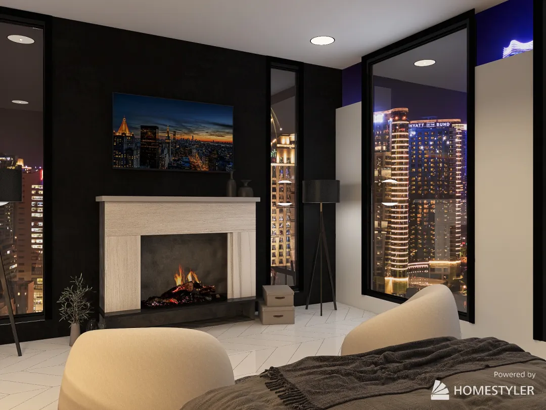 city bedroom 3d design renderings