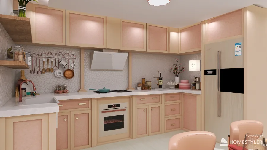 Salas Estar/Jantar/Cozinha 3d design renderings