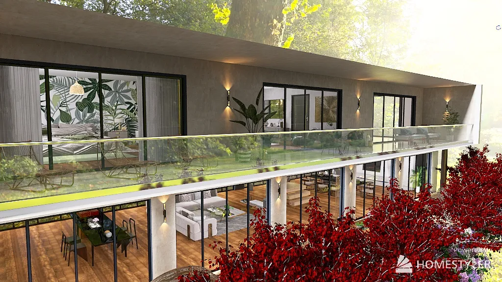 Maison moderne sur deux niveaux 3d design renderings