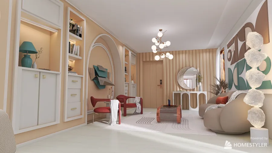 Salas Estar/Jantar/Cozinha 3d design renderings