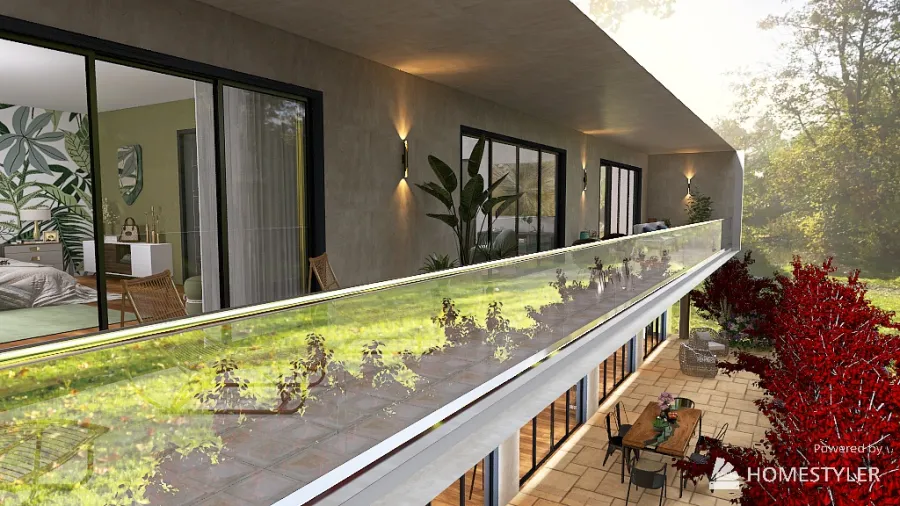 Maison moderne sur deux niveaux 3d design renderings