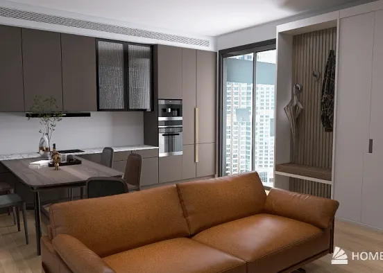 Branca Kitchen + Livingroom Design Rendering