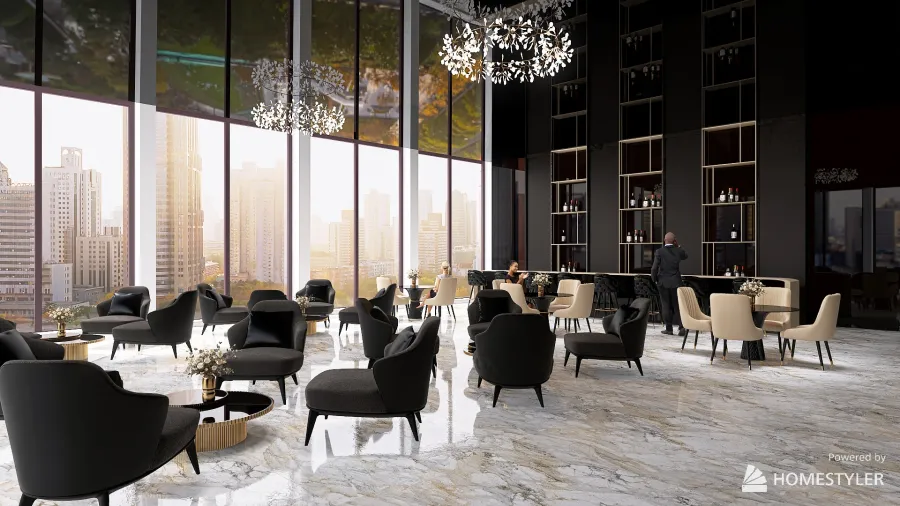 HOTEL LOBBY BAR interior 3d design renderings