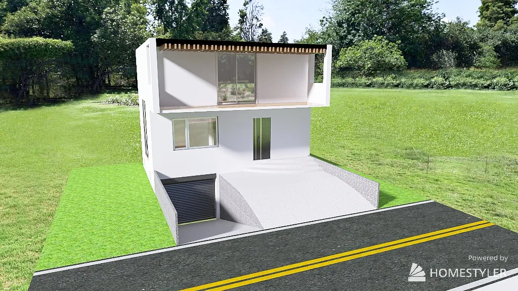 Small house with underground garage 3d design renderings