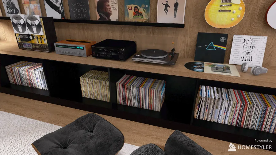 Basement Listening Room 3d design renderings