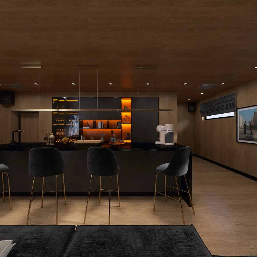 Basement Listening Room 3d design renderings