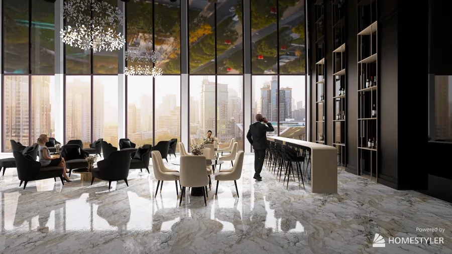 HOTEL LOBBY BAR interior 3d design renderings