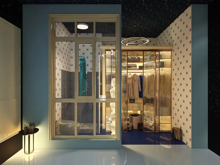 Bedroom with shower 3d design renderings