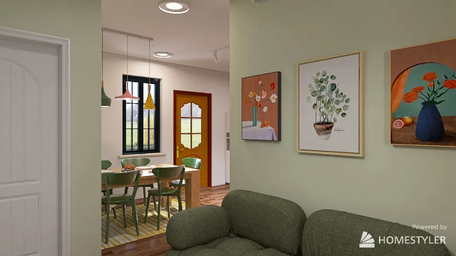Living room, Kitchen,   Dining 3d design renderings
