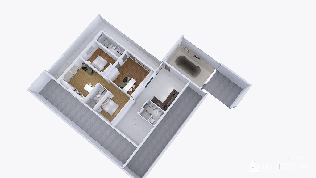 interrato base due case arredato 3d design renderings