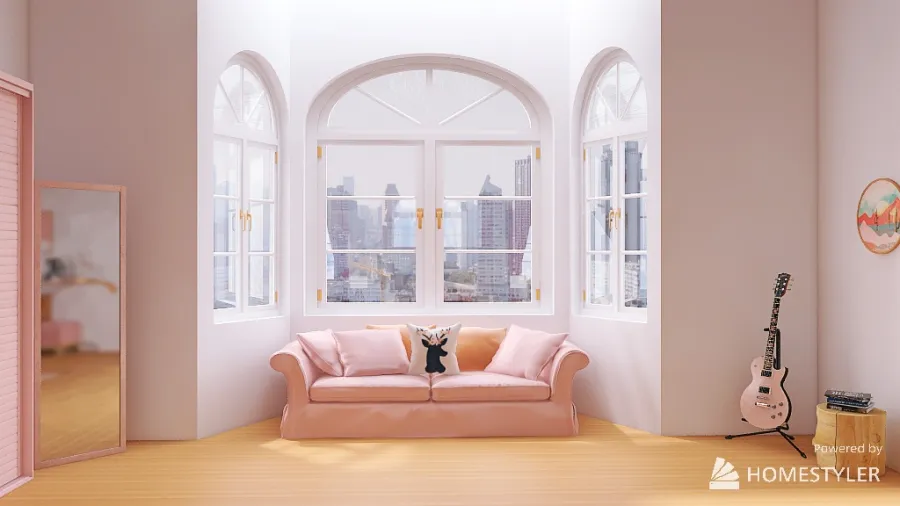 Peach Bedroom 3d design renderings