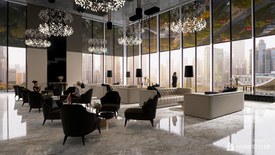HOTEL RECEPTION interior 3d design renderings