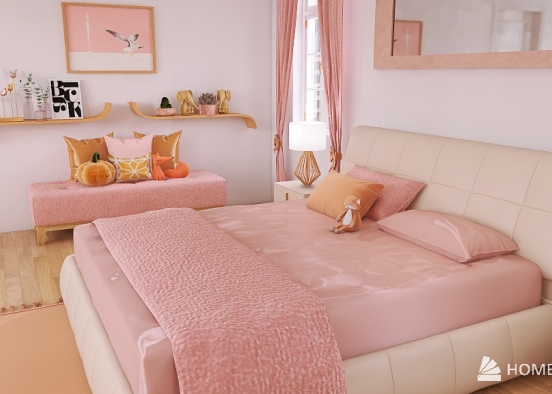 Peach Bedroom Design Rendering
