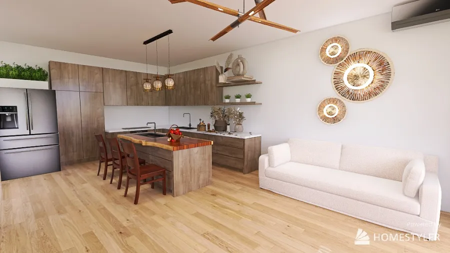 Кухня дерево 3d design renderings