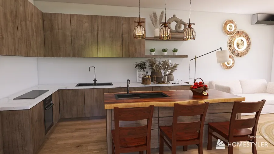 Кухня дерево 3d design renderings