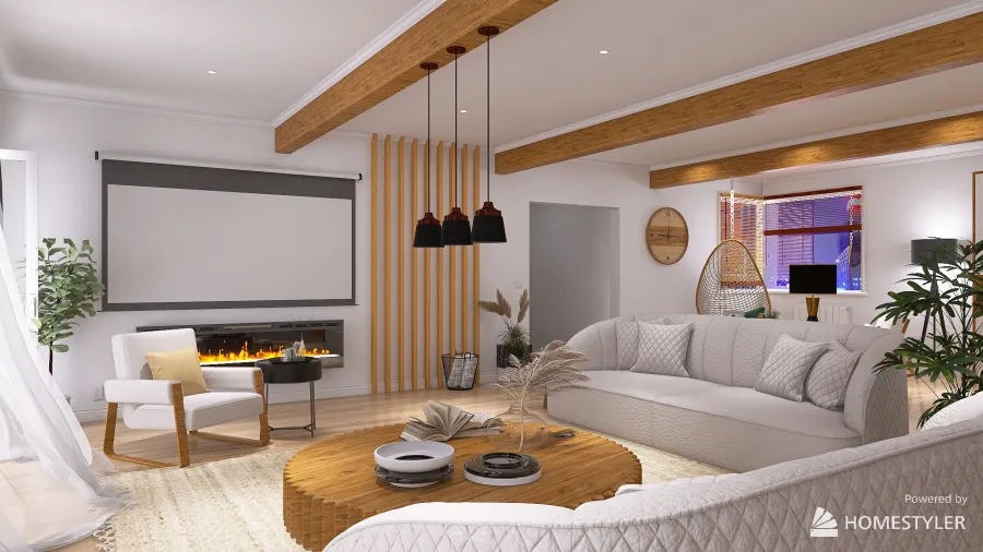 Concours salon en bois moderne 3d design renderings