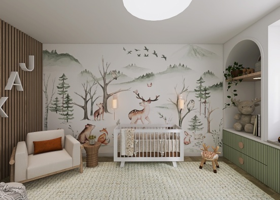 Baby Boy Forest Nursery Design Rendering