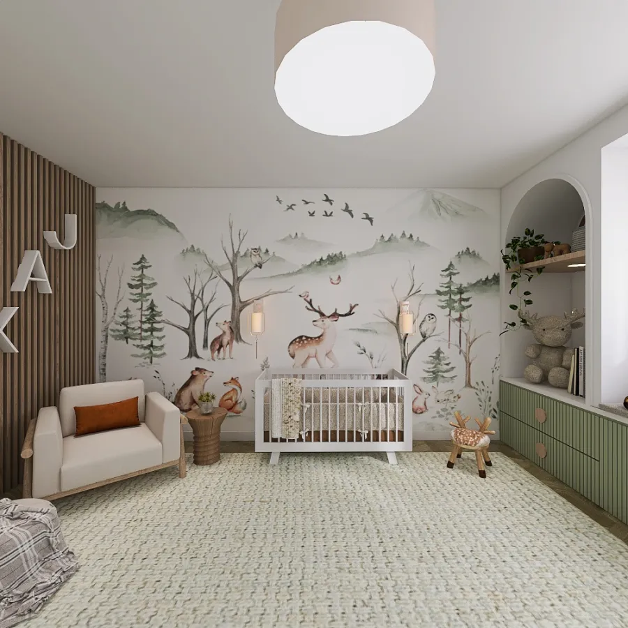 Baby Boy Forest Nursery 3d design renderings
