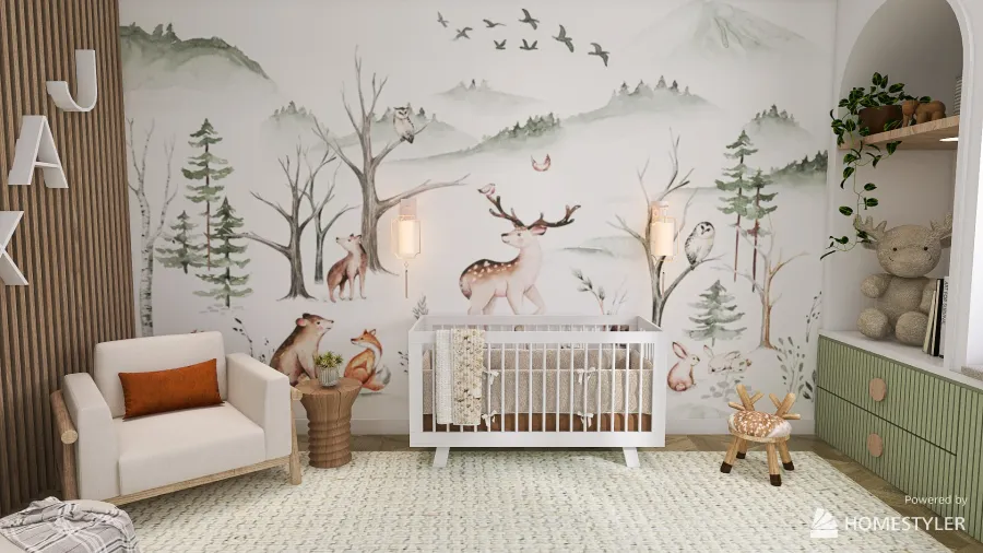 Baby Boy Forest Nursery 3d design renderings