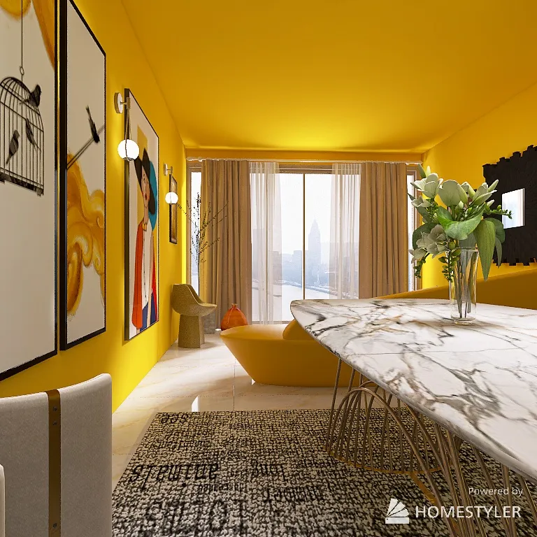 Yellow Room 3d design renderings