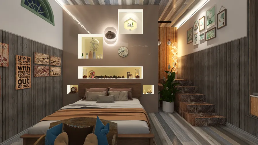 Bedroom with warderobe 3d design renderings
