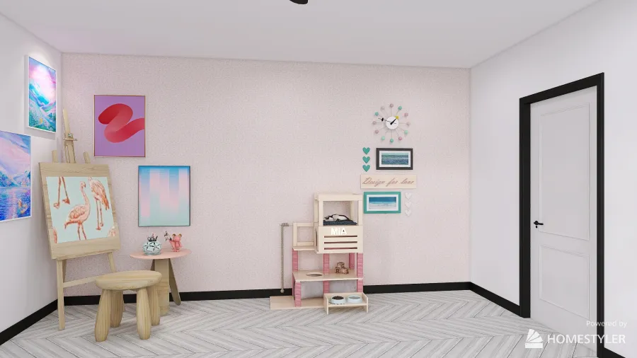 Pink and Mint Bedroom 3d design renderings