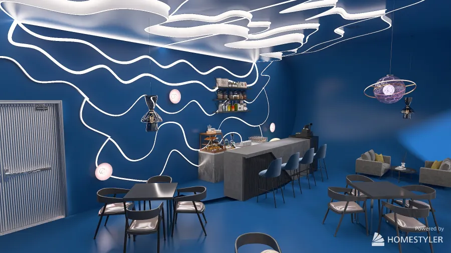 Cafetereria espacial 3d design renderings