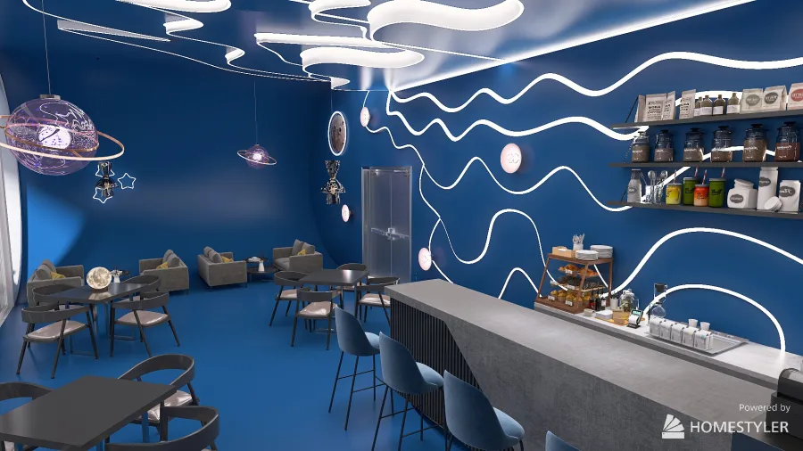 Cafetereria espacial 3d design renderings