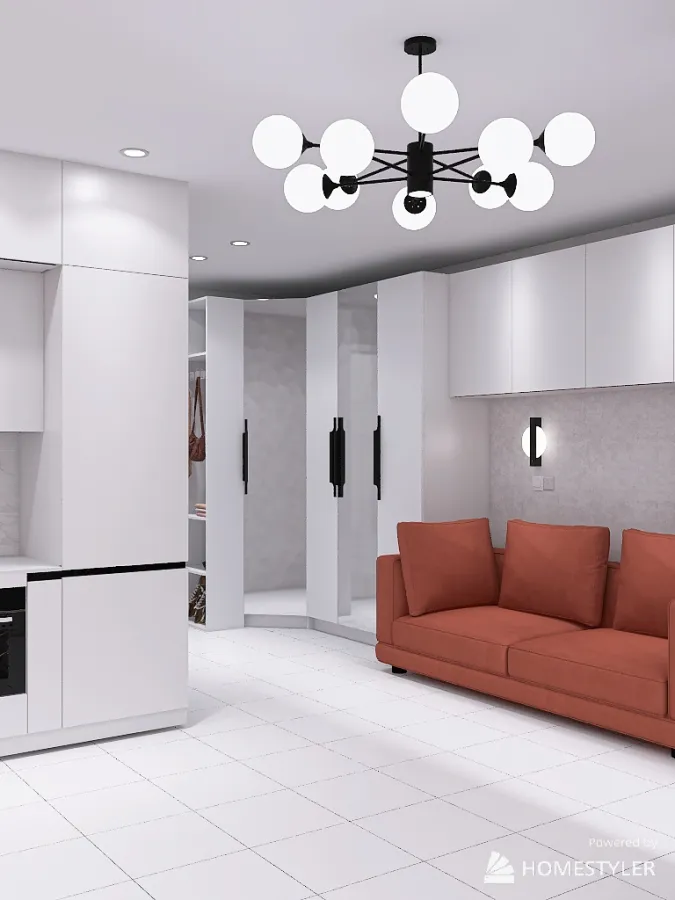 studio apartment 33 meters 3d design renderings