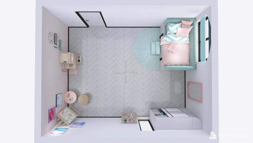Pink and Mint Bedroom 3d design picture 29.86
