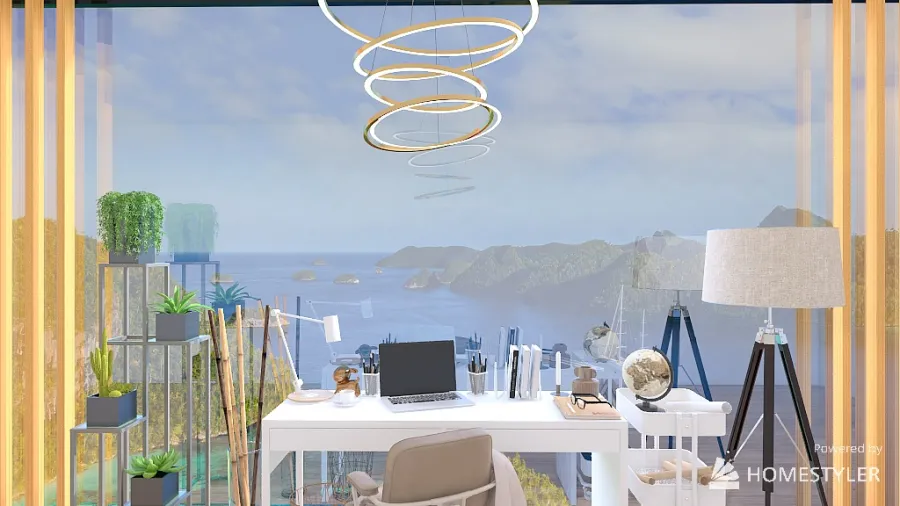 Ocean View Office 3d design renderings