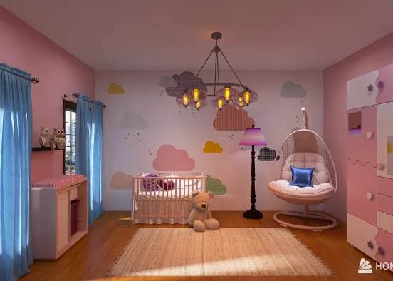 Baby Girl Room Design Rendering