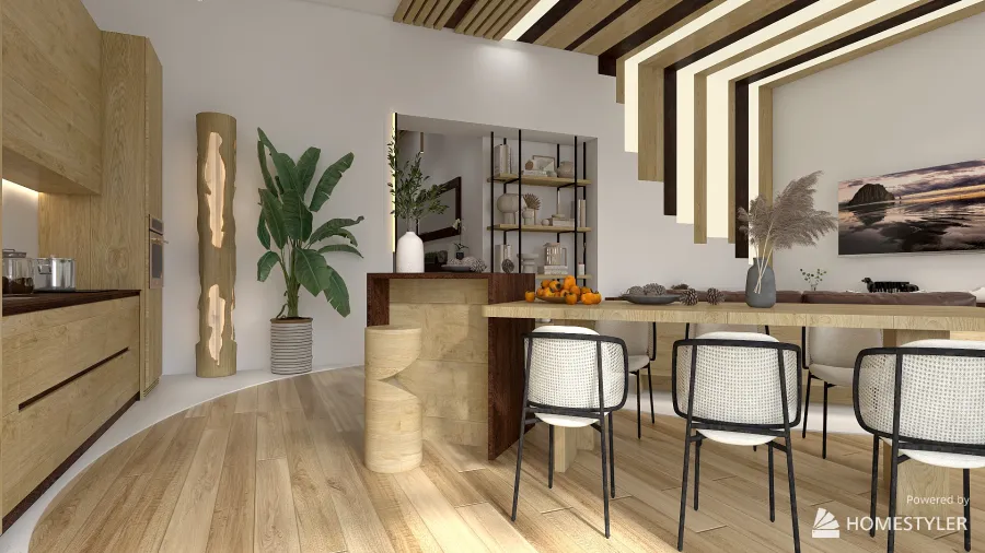 Living and Dining room 3d design renderings