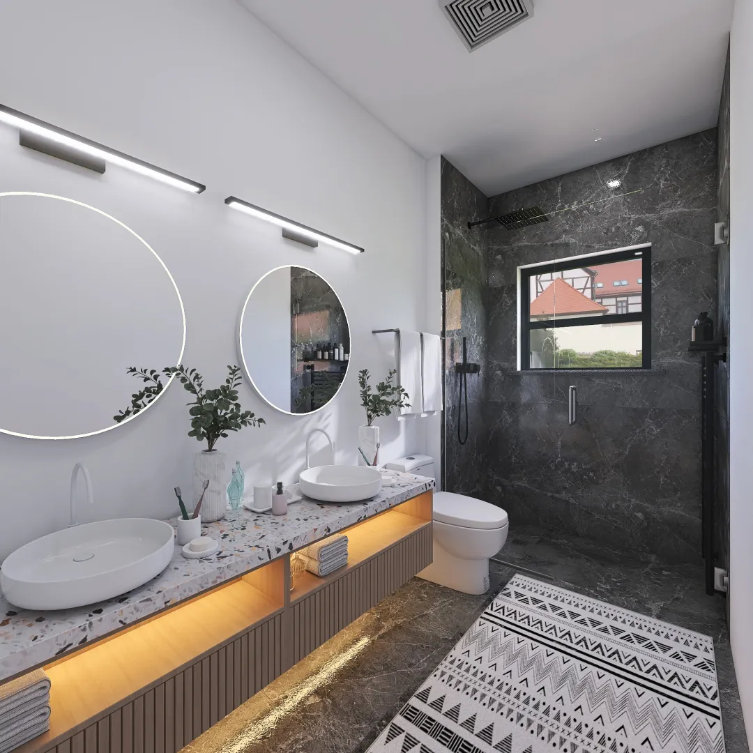 24-003 | Shared Bathroom 3d design renderings