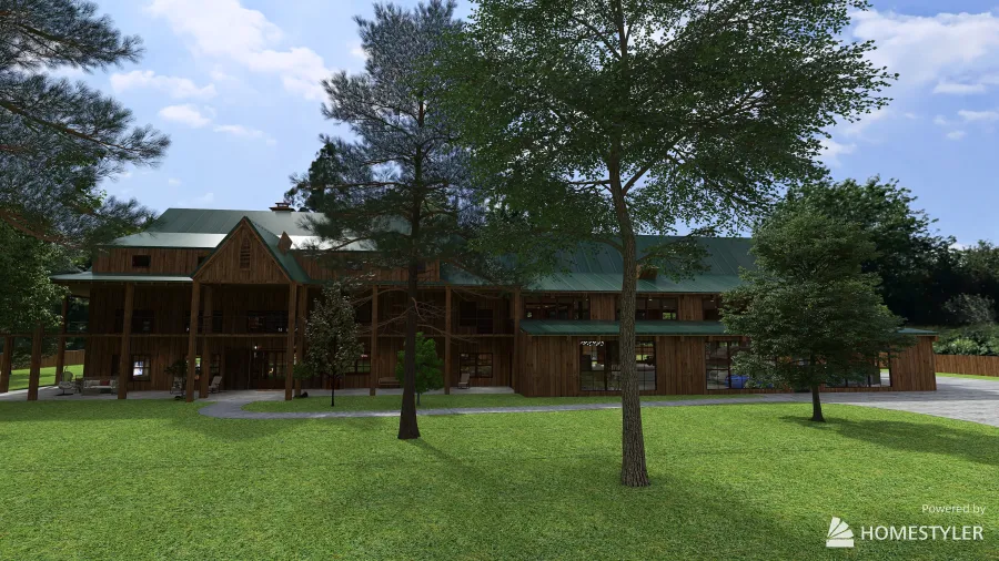 Natural Wood for Web Barn House 3d design renderings