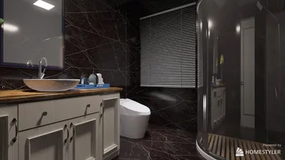 luxurious bathroom with modern fixtures and elegant marble design showcasing intelligent furniture arrangement for space optimization using Homestyler.