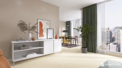 living room furniture arrangement using Homestyler for a modern interior decor style with a focus on optimizing small spaces.