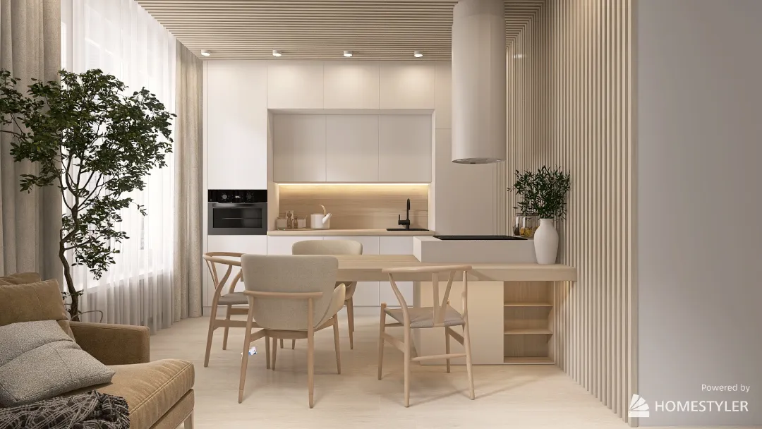 Кухня в рейках 3d design renderings