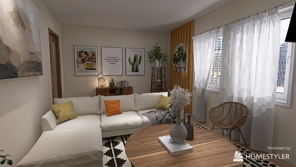 Mini South-Western Living Room 3d design renderings